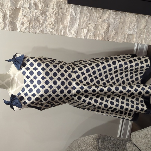 Ted Baker Blushing Rose Geo Dress with added blue panel to hem - Picture 5 of 16